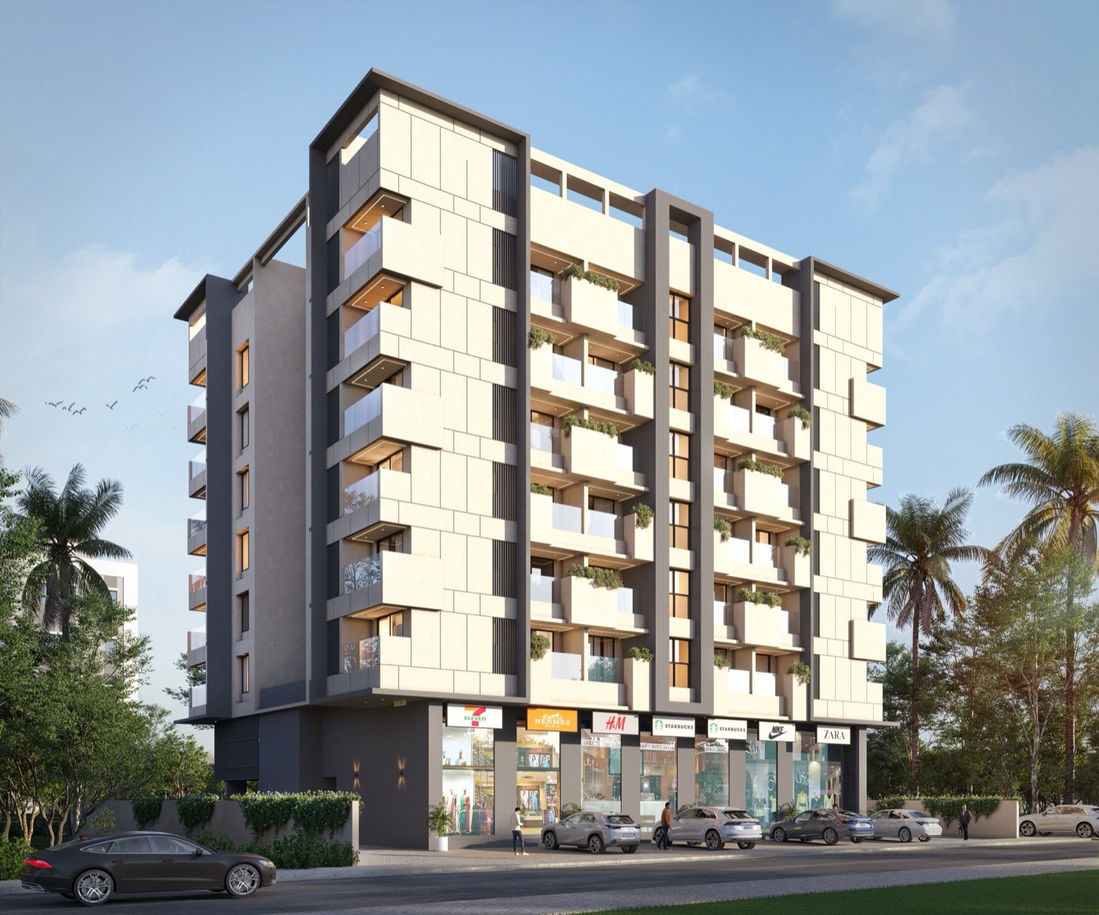 Aditi Avenue night elevation
